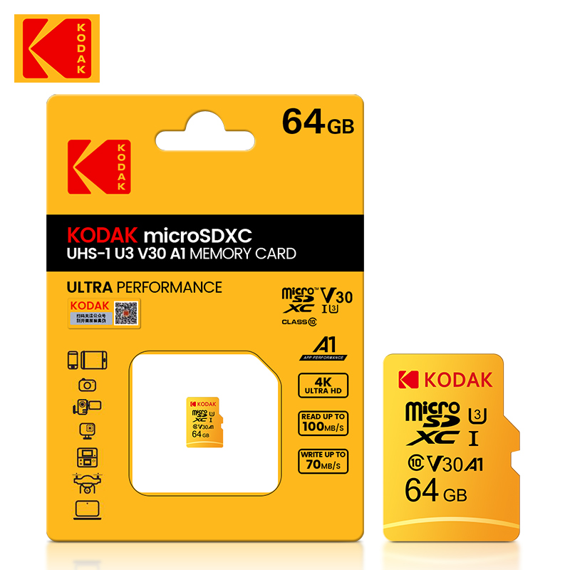 기존 Kodak Micro SD 카드 128GB Class10 메모리 카드 64GB Microsd 플래시 드라이브 카드 256GB 32GB V30 U3 cartao de memoria